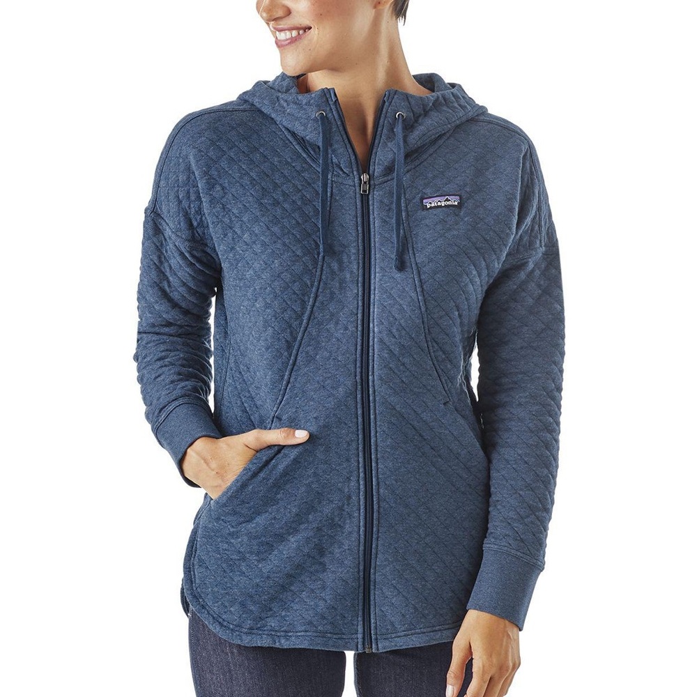 Like New Patagonia Womens Cotton Quilt Zip Hoodie Long Blue XS